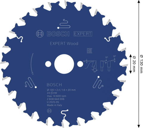 BoschEXPERT 木工圆锯片 130 毫米，用于干净利落地切割木材。